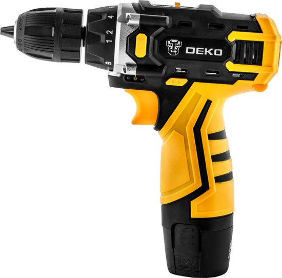 Accuboormachine - Boormachine - 12V - 28N.m - Borstelloos - Combinatiekit - Houtbewerkingsgereedschap - Zwart & Geel