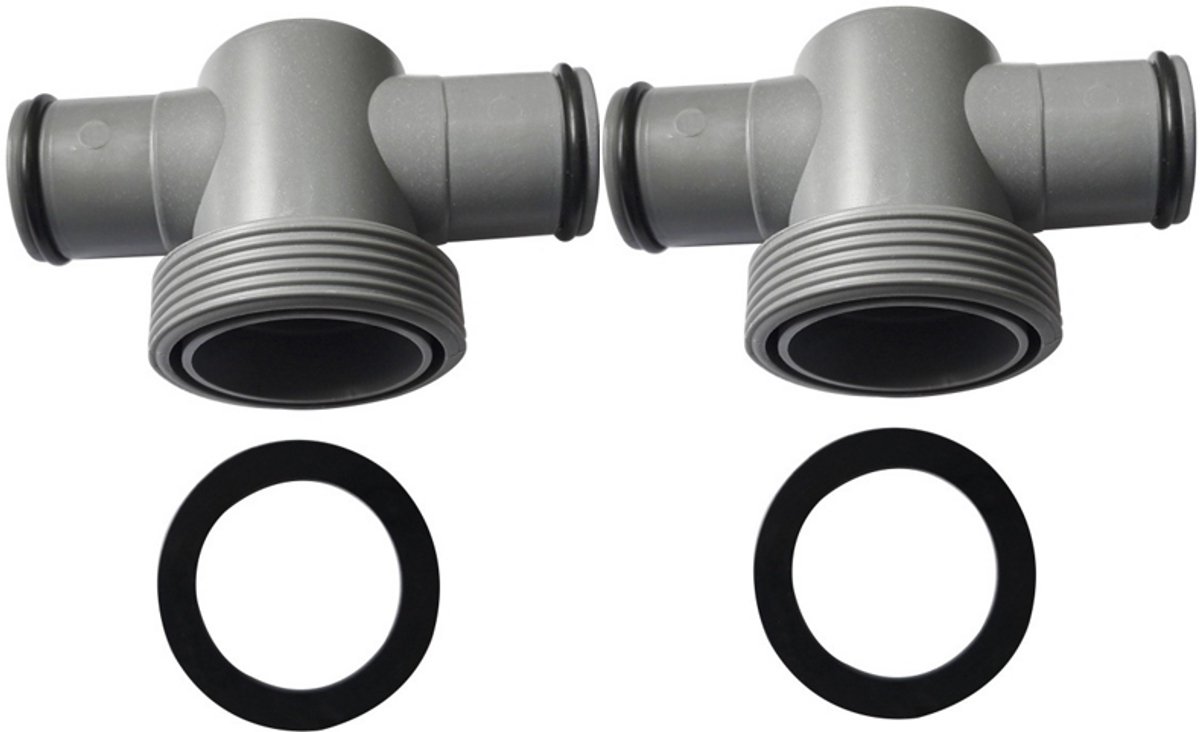 Zandfilter T-stuk - geschikt voor Bestway, Coleman en Intex - 1,5 tot 1,25 inch slangkoppelingen - P61408 zwembadslangadapter - filterpompen - 2 stuks