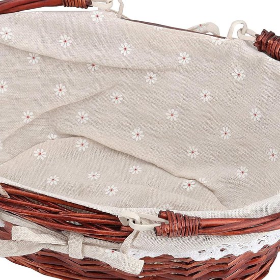 Rotan Rieten Picknickmand, Rieten Winkelmand, Rieten Opbergmand Met Rieten Handvat Mand Voor Picknick Fruit Bloemen En Groenten