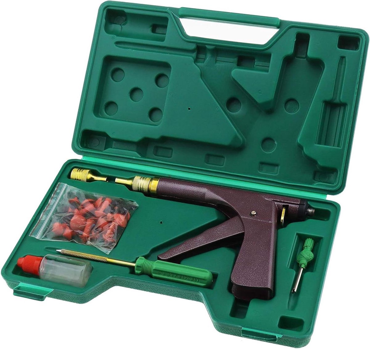 Allecto Plus - Tubeless Bandenreparatieset met Ronde Gat Bandenreparatiebox voor Band Reparatie Kit met Lijm - Snelle Reparatieoptie