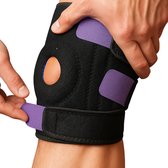 Kniebrace – Verstelbare Kniebandage – Ondersteuning bij Patella Blessures, Artrose & Meniscus – One Size Fits All – Comfort & Stabiliteit – Zwart / Paars