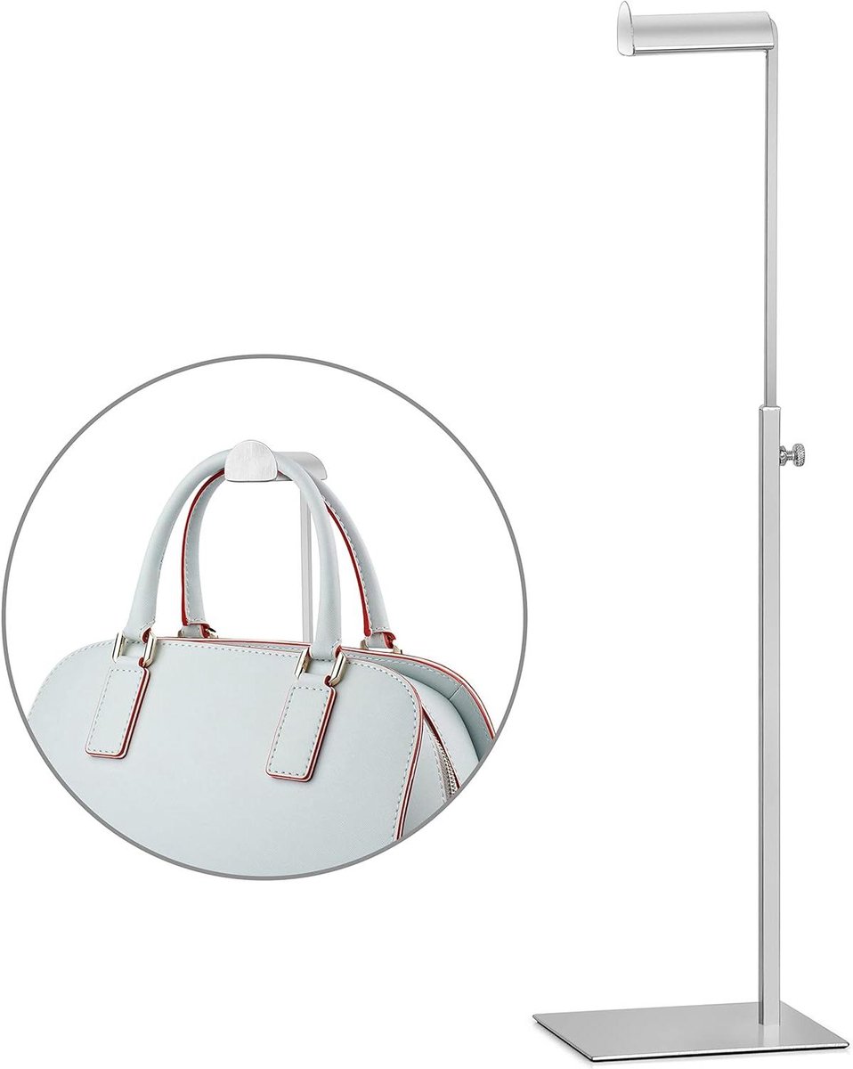 Inovra Plus - Handtas Stand - Multifunctionele Tas Display Stand - RVS Tas Stand - Verstelbare Hoogte Stabiele Basis - Zilverkleurig