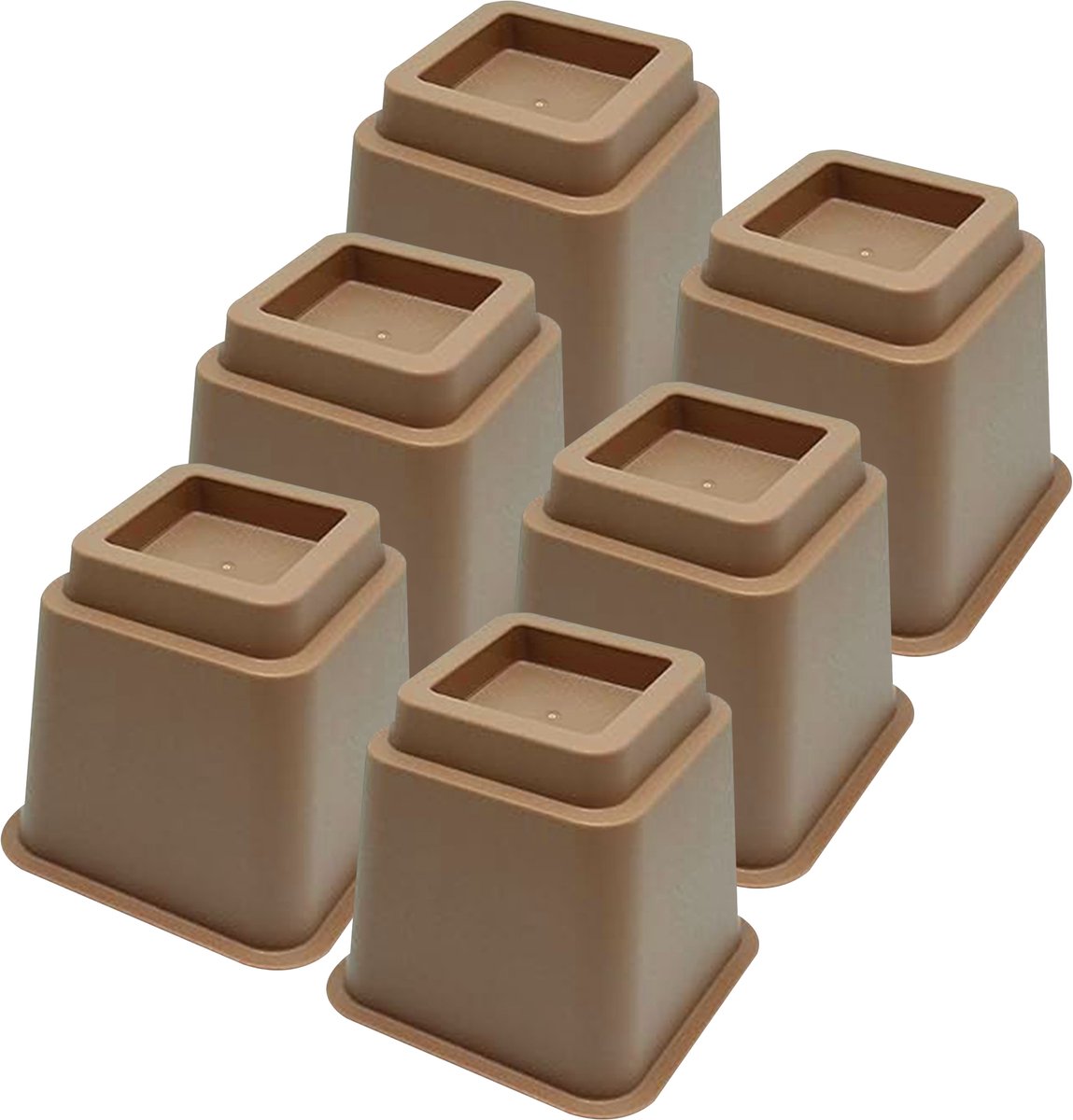JustValue Meubelverhoger set - Verhoogt met 13 cm - Max. 600 kg - Bruin - Stoelverhogers - Bedklossen - Tafelverhoger - Stoelverhogers Volwassenen