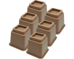 JustValue Meubelverhoger set - Verhoogt met 13 cm - Max. 600 kg - Bruin - Stoelverhogers - Bedklossen - Tafelverhoger - Stoelverhogers Volwassenen