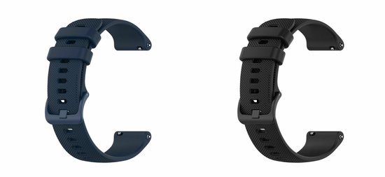 Lot de 2 bracelets universels en Siliconen Strap-it 18 mm - Zwart et bleu foncé - Compatible avec les Montres connectées connectées avec un diamètre de 18 mm - Bracelet de montre / Bracelet de poignet / Bracelet de sport - Bracelet en Siliconen