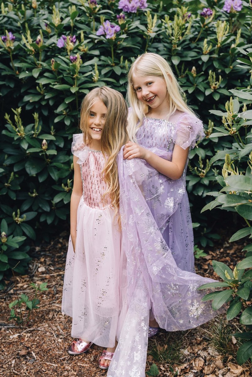 Frozen Elsa jurk - roze prinsessenjurk meisje - Het Betere Merk - Prinsessen verkleedkleding - 110/116 - Juwelenset - Prinsessenkroon - Tiara - Toverstaf - Kleed — afbeelding 4
