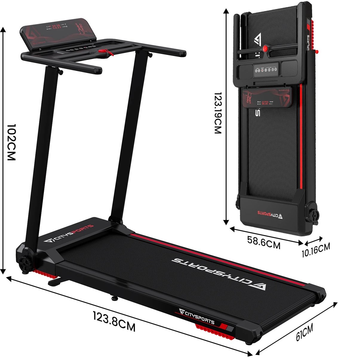 Afbeelding 2 van FitnessClub Loopband Met 8% Hellingfunctie - Inklapbaar - 1-12km/u - Wandelband - Walking Pad - Opvouwbare Loopband - Walkingpad - Treadmill - Loopband Elektrisch