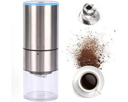 Elektrische koffiemolen, oplaadbare mini-koffiemolen met meervoudige maalstand, koffiemolen, kruidenmolen voor kruiden, noten, kruidenmolen (zilver)