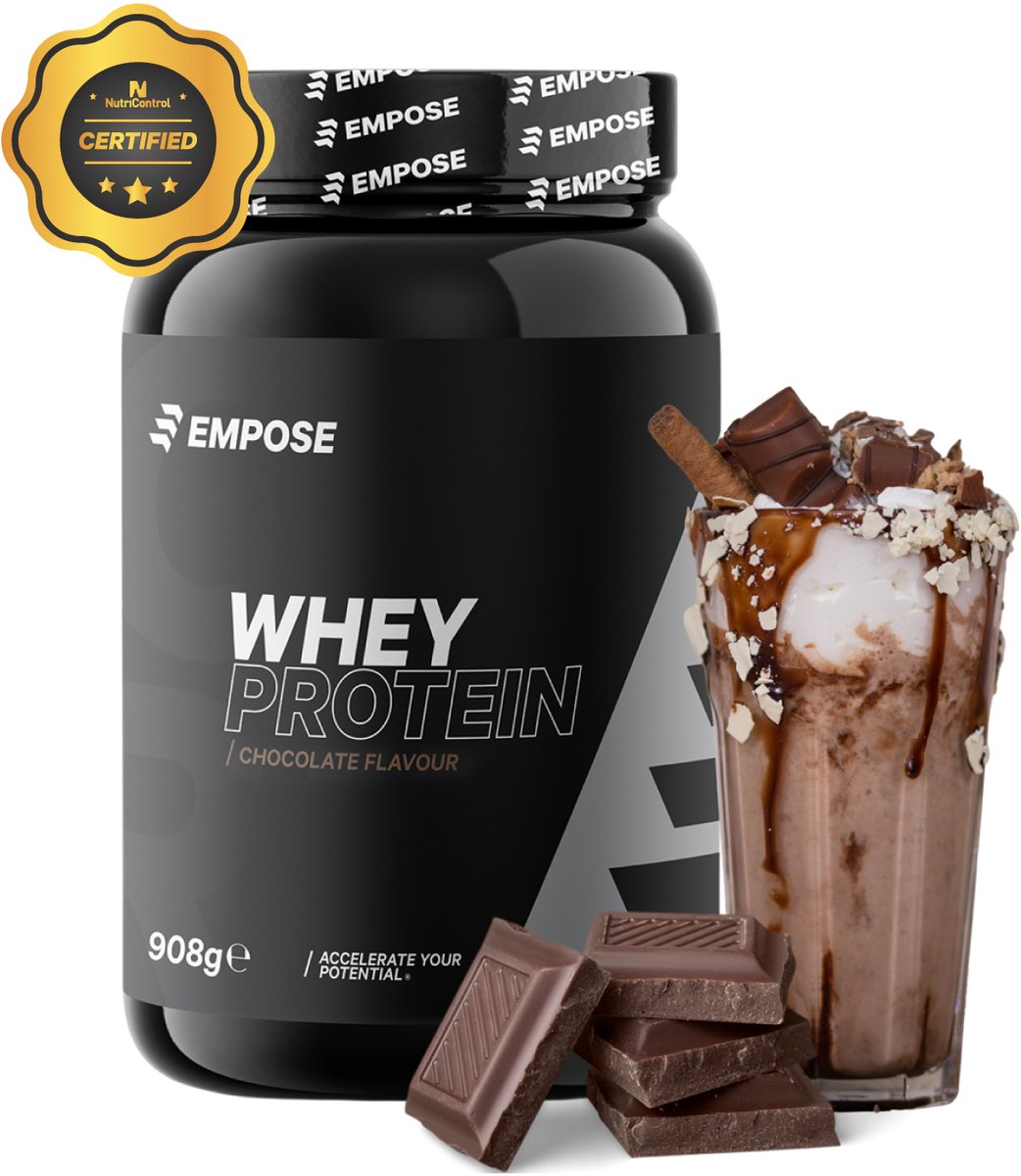 Goedkoopste Empose Nutrition Whey Protein - Proteine Poeder - Proteïne Shake - Eiwitpoeder - Proteïne Shake - Eiwitshakes - Chocolade - 908 gram - 30 doseringen
