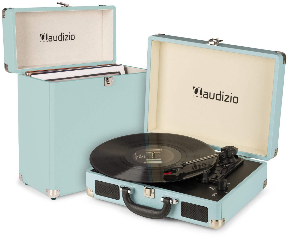Retro platenspeler met platenkoffer - Audizio RP114BL - Ingebouwde speakers - Model 2025 - met PC software - Blauw
