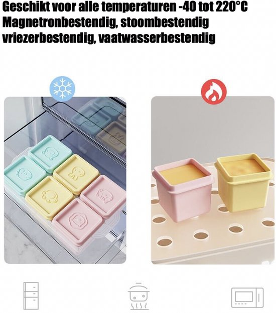 ZYLARO Babyvoeding bewaarbakjes set - 6x110ml siliconen baby bakjes met deksel - Magnetron & vaatwasmachinebestendige - Moedermelk bewaren - Diepvriesbakjes - 100% BPA vrij - Roze/Geel/Blauw van ZYLARO — afbeelding 5