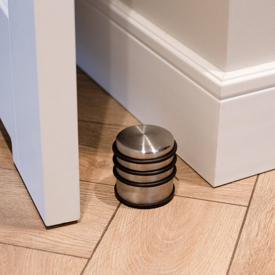 Set de 2 Arrêts de porte - Butée de porte en acier inoxydable avec fond antidérapant - 1 kg Pour l'intérieur et l'extérieur - Butée de porte ⌀7 x 7,5 cm
