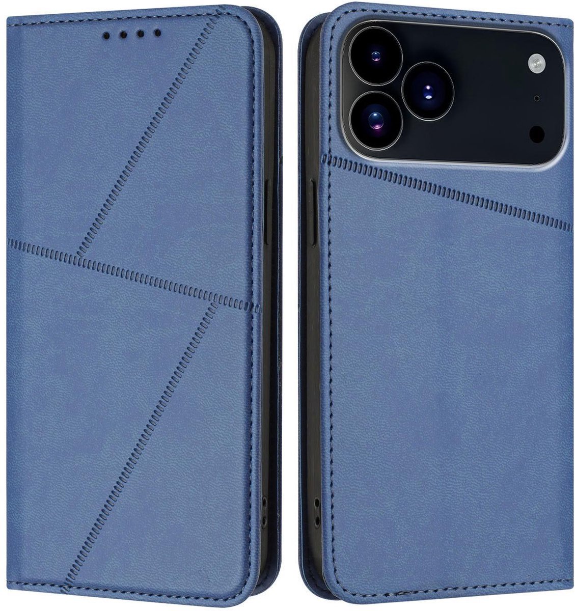Mobigear Telefoonhoesje geschikt voor Apple iPhone 17 Pro Max Hoesje | Mobigear Frosted Flip Bookcase Portemonnee | Pasjeshouder voor 2 Pasjes | Telefoonhoesje voor Pinpas / OV Kaart / Rijbewijs - Blauw