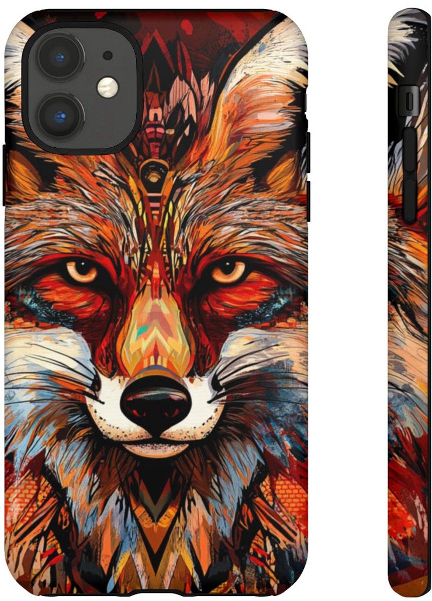 Abstracte Vos Gezicht Kunst – Telefoonhoesje Geschikt voor iPhone 11