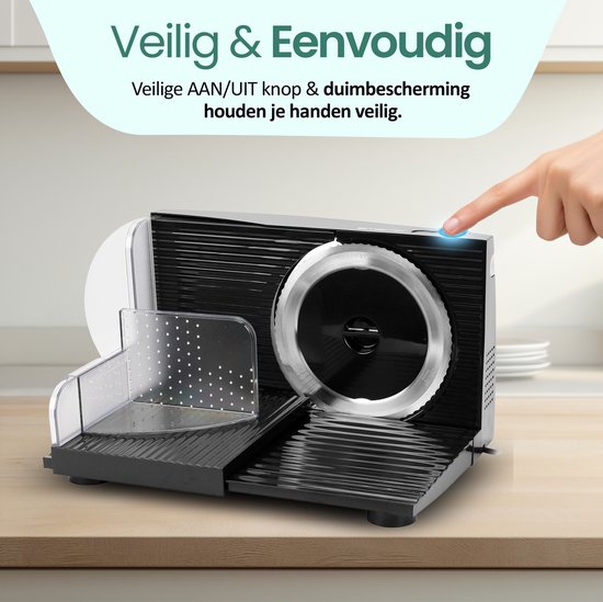 Emerio Multifunctionele Snijmachine - 110W, Dikte Verstelbaar 0-17mm - Solinger RVS Mes - Elektrische Snijmachine voor Brood, Kaas en Vlees - Broodsnijmachine Elektrisch - MS-125000.1 Allessnijder Zwart van Emerio — afbeelding 3