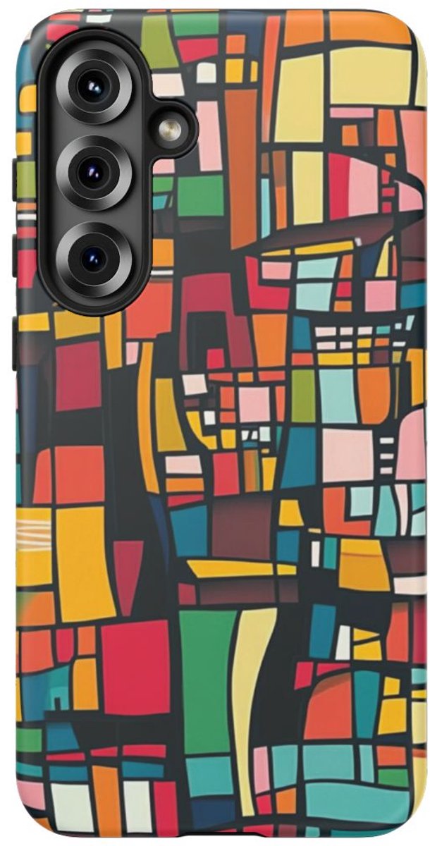 Abstract Veelkleurig Geometrisch Patroon – Telefoonhoesje Geschikt voor Galaxy S25 Plus
