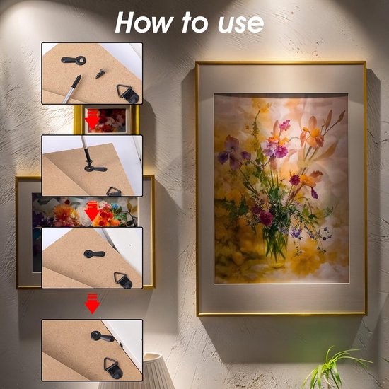 50 stuks fotohangers, zaagtanden met 100 schroeven, dubbel gat, fotolijsthanger, stabiele ophanghaken voor fotolijst, spieraam horloges, schilderijen en handwerk 50 stuks fotohangers, zaagtanden met 100 schroeven, dubbel gat, fotolijsthanger, stabiele ophanghaken voor fotolijst, spieraam horloges, schilderijen en handwerk