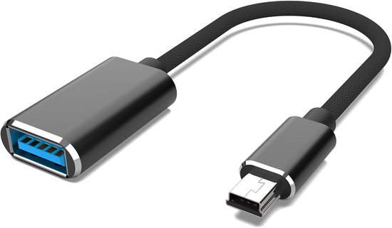 Mini USB OTG-kabel voor digitale camera's - USB A vrouwelijk naar Mini USB B 5-pins mannelijke adapter gevlochten kabel