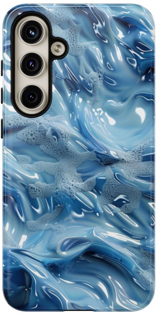 Blauw Abstract Golvend Patroon – Telefoonhoesje Geschikt voor Samsung Galaxy S24 Plus