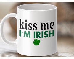 kiss me i am irish, irish pride, lucky clover mug, st patricks day, st patrick mug, irish mug gift, celebration mug, gift for irish, irish present, shamrock gift, irish heritage, irish culture, saint patrick