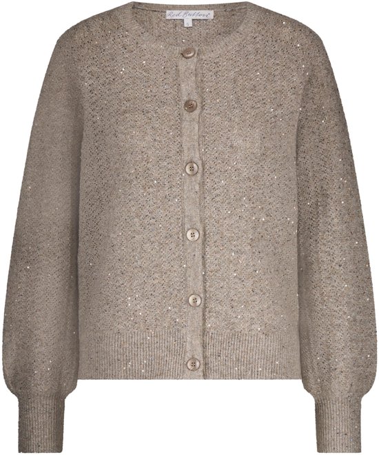Red Button Vest Cardigan Ajour Sparkle Srb4605 418 Truffle Dames Maat - S