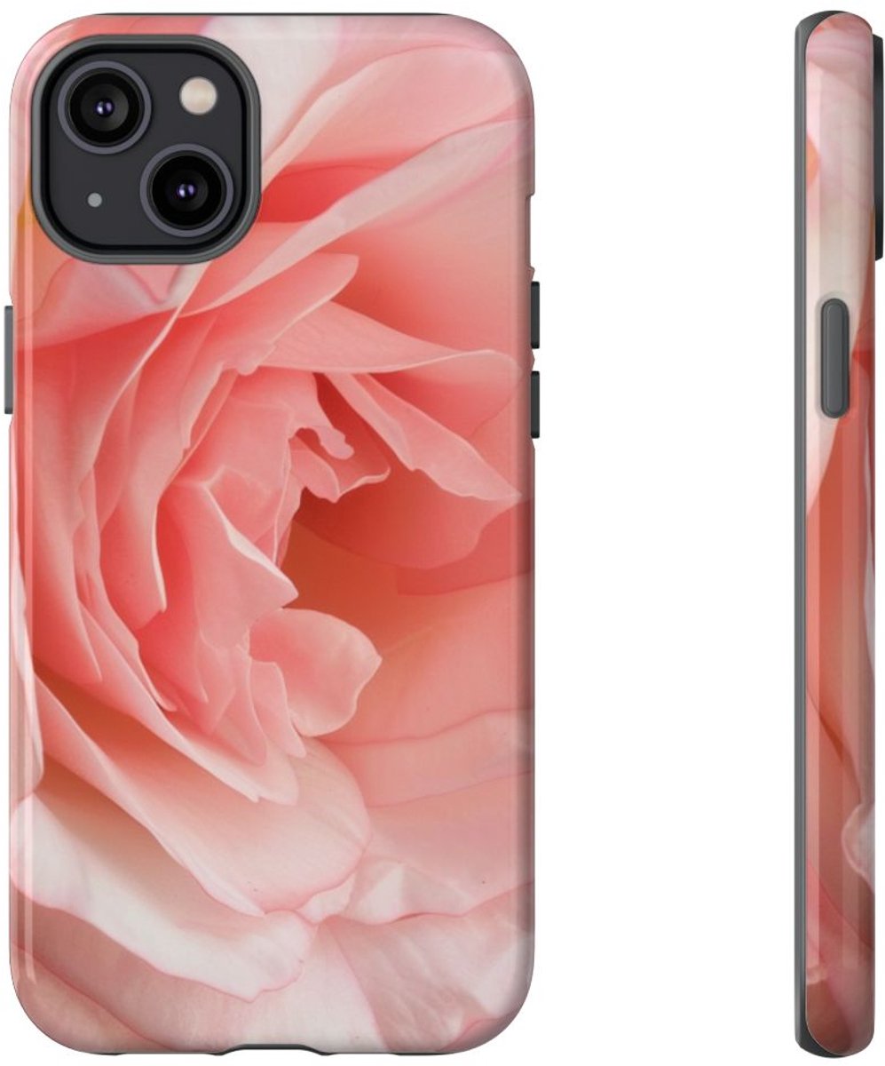 Zachtroze Roos van Dichtbij – Telefoonhoesje Geschikt voor iPhone 14 Plus
