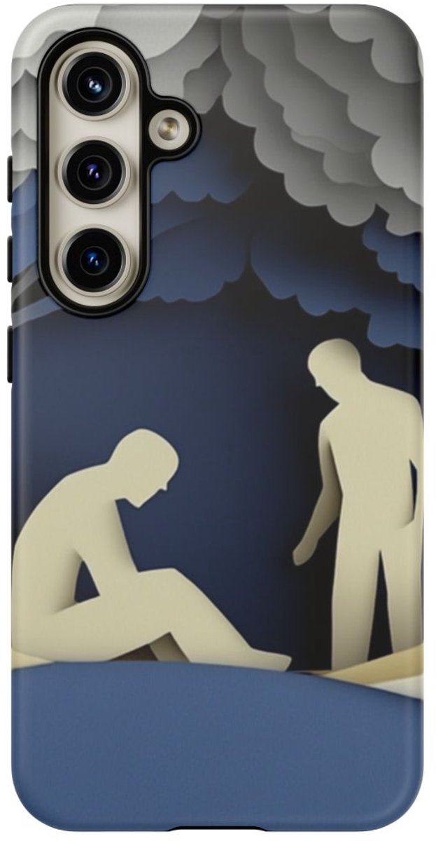Papieren Uitsnede van Twee Mannen in Bos – Telefoonhoesje Geschikt voor Galaxy S24