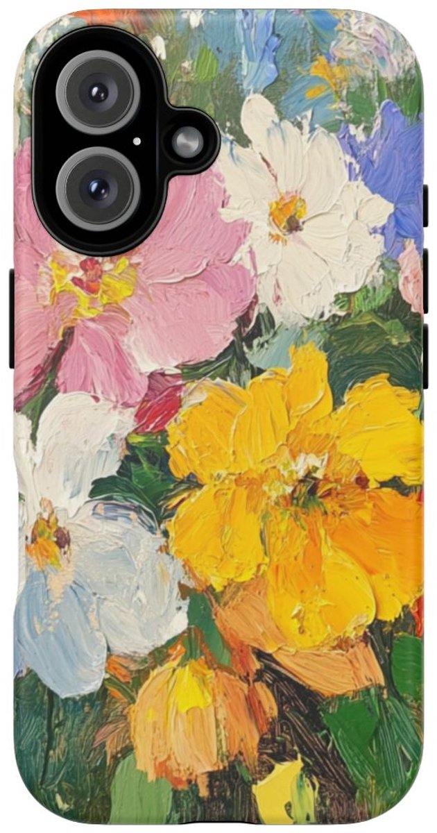 Kleurrijk Bloemboeket in Olieverf – Telefoonhoesje Geschikt voor iPhone 16