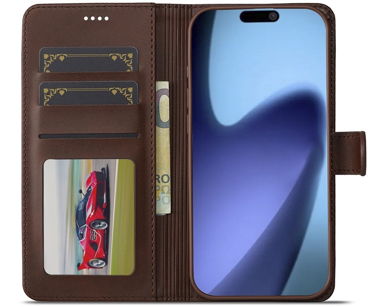LC.IMEEKE Hoesje - Geschikt voor iPhone Air Hoesje - LC.IMEEKE Luxe Book Case - Donkerbruin