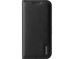 Dux Ducis Hoesje - Geschikt voor iPhone 17 Hoesje - Dux Ducis Hivo - Genuine Leather Book Case - Zwart