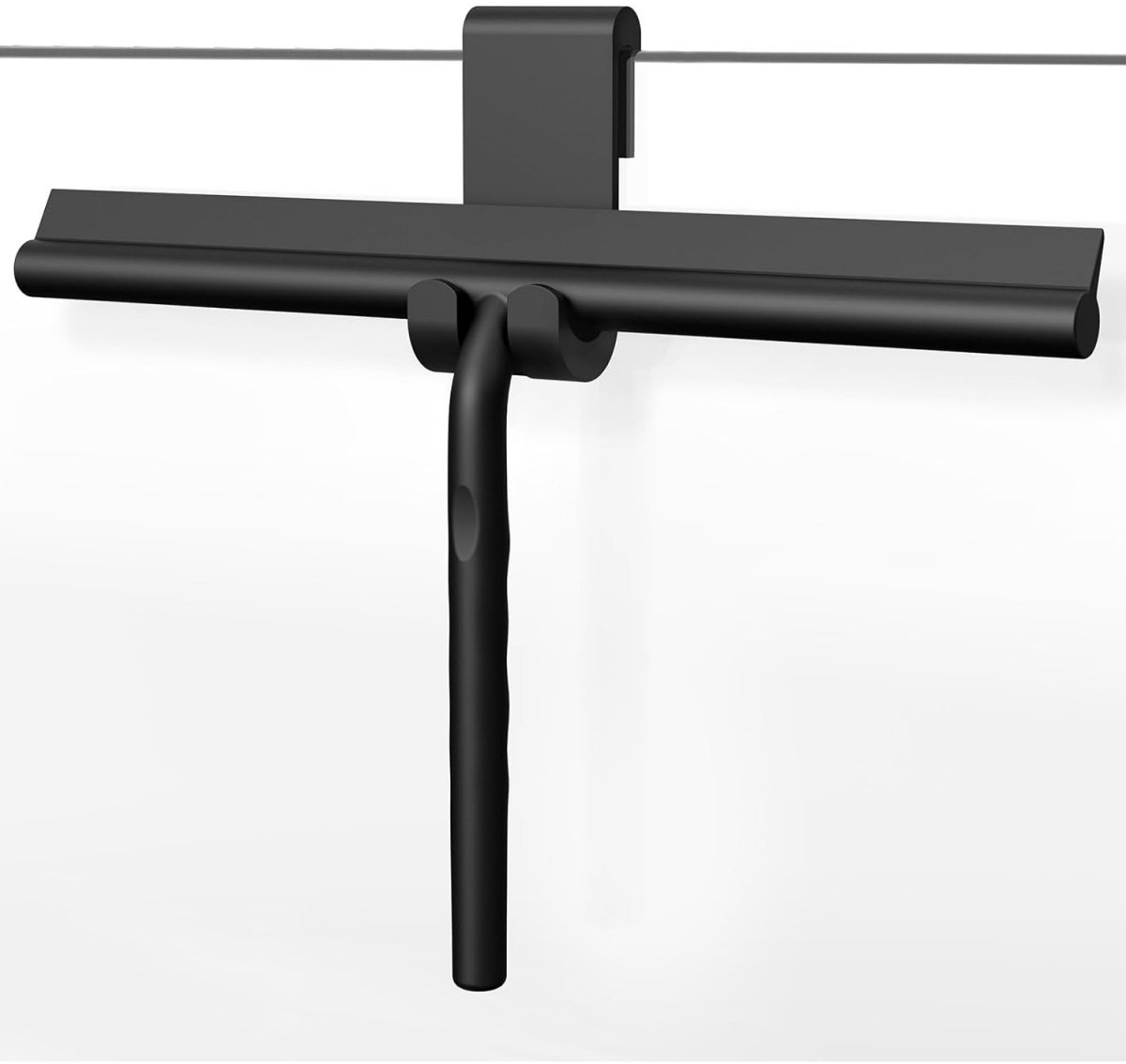 EXCITAT Douchewisser - Glaskrabber - Raamkrabber - Voor glazen deuren, ramen, badkamers en spiegels - Geen boren nodig - Met haak - Siliconen - Zwart - 33 cm