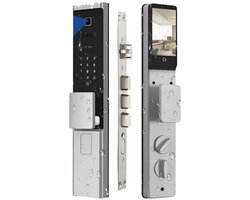 Slimme Deurvergrendeling – Smart Lock – Elektronische Deurslot – Digitale Deursluiting – Toegangscontrole – Gezichtsherkenning & Vingerafdruk – Weerbestendig Aluminium - Zilverkleur - Alleen slot - Geen insteek