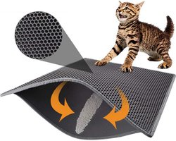 Kattenbakmat - Kattenbakonderlegger - Dubbel Laags Ontwerp En Waterdichte Onderlaag - 1 - Voor Kattebak Of Omgeving Zwart