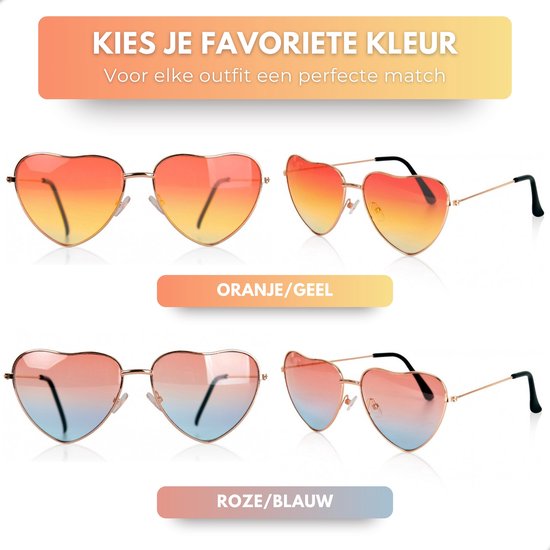 Boncy® Hartjes Zonnebril Dames & Heren - Zonnebrillen 2-Pack Gradient - Hartjesbril Sunglasses Gepolariseerd Fietsbril Sportbril - Festival Rave & Party Bril - Fietsbrillen Sportbrillen van Merkloos — afbeelding 2