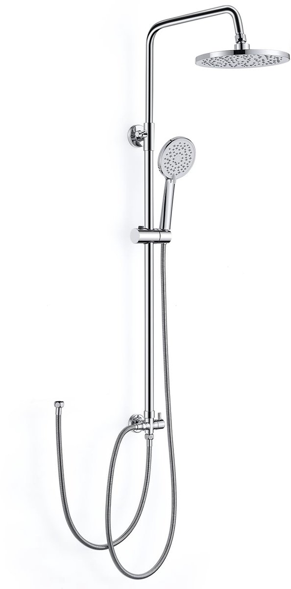 Ibenzoa® Douchesysteem met instelbare regendouche en handdouche zonder kraanarmatuur, roestvrij staal