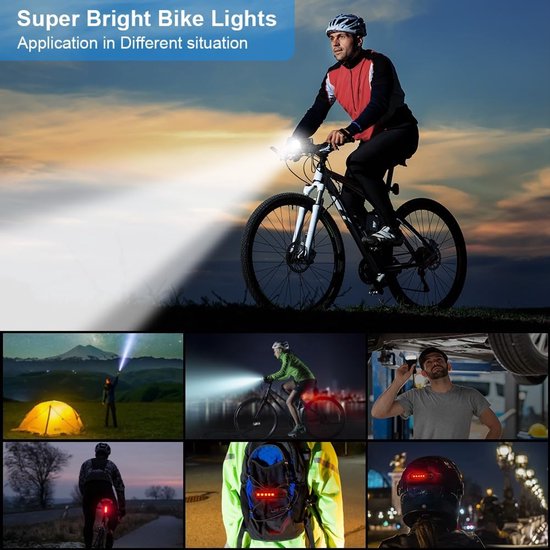 Bicycle Light met 12 LEDs - Front en Achterlicht - Oplaadbaar - Waterproof IP65 - 1800 mAh - 9500 Lumen - 6+5 Modes - Voor Mountain Bike en Road Bike van Bicycle — afbeelding 2