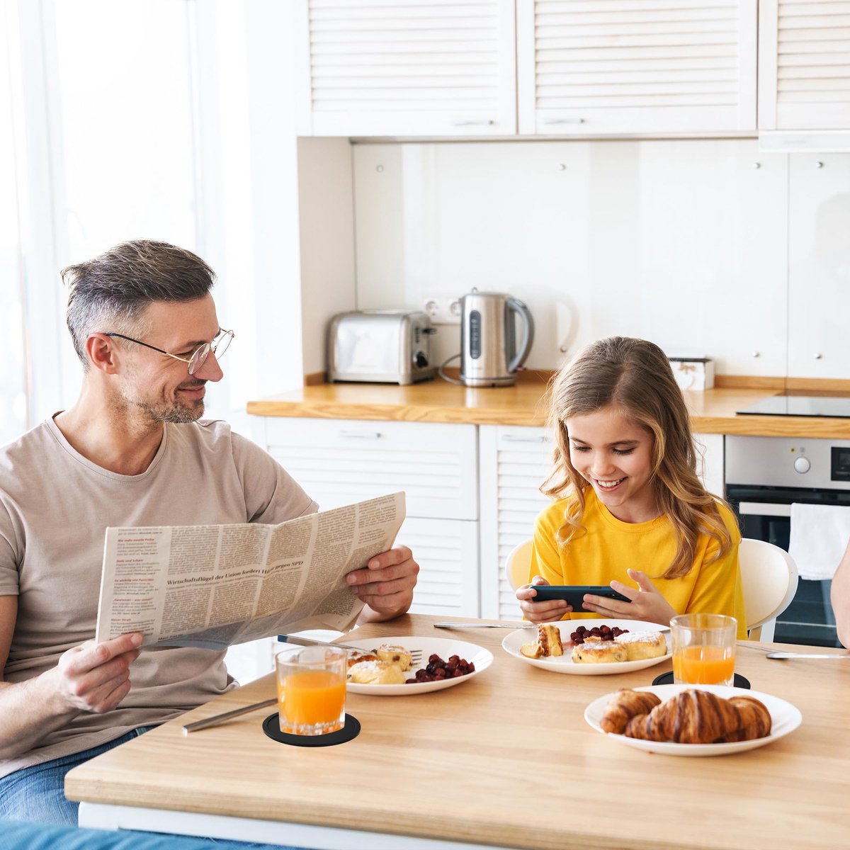 Ibenzoa® Set van 12 siliconen onderzetters met houder voor kopjes en glazen in huis en horeca