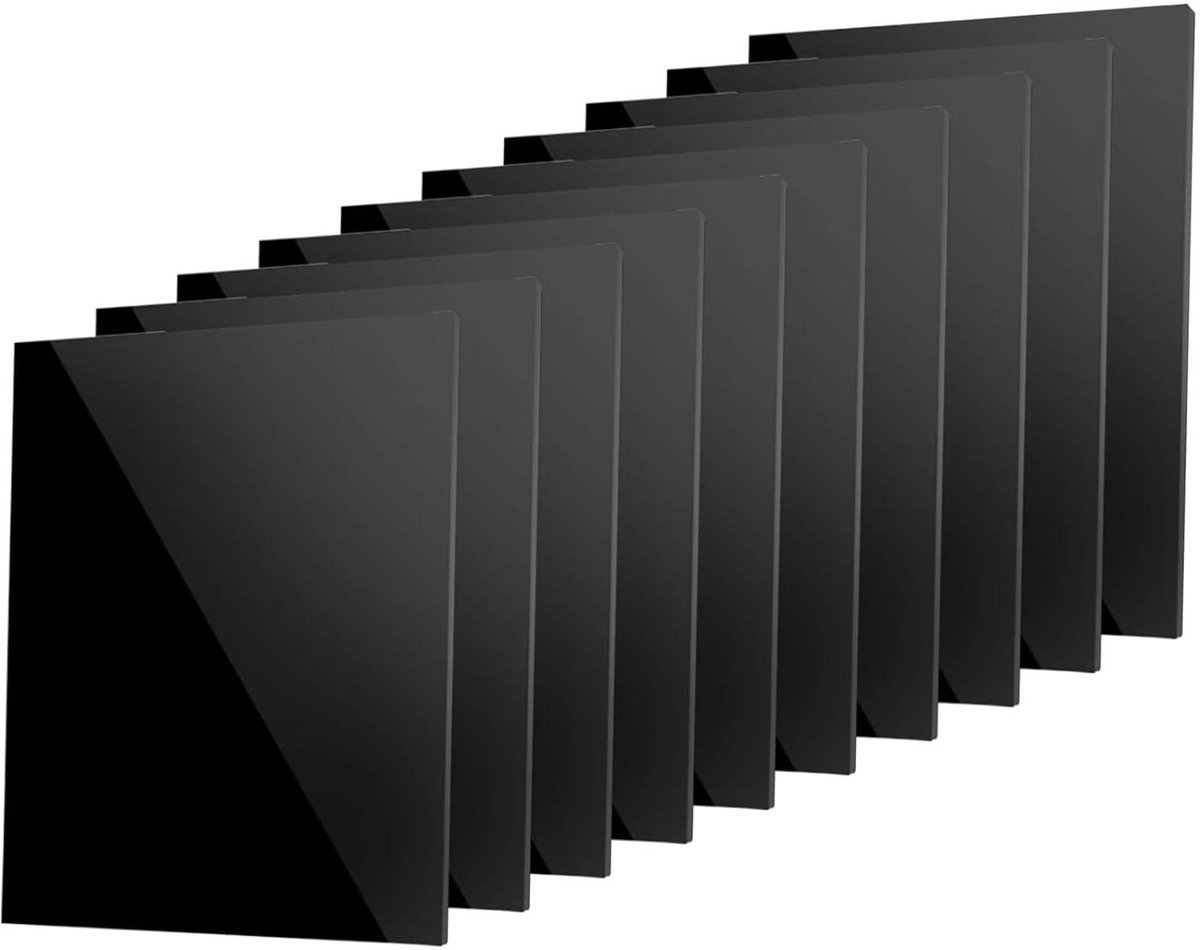 ByShane - Set van 10 acrylplaten zwart voor bewegwijzering en doe-het-zelf knutselprojecten 102 x 152 cm - 1 mm dikte
