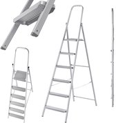 Échelle Aluminium 7 Marches 125kg Capacité - Escabeau Pliable Robuste - Avec étagère Outils