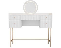Kaptafel Samira - Incl. Spiegel en LED - Wit