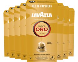 Lavazza Qualità Oro Koffiecups - 80 Aluminium Cups - 100% Arabica Koffie - Intensiteit: 8/13 - 8 x 10 Capsules - Geschikt voor Nespresso