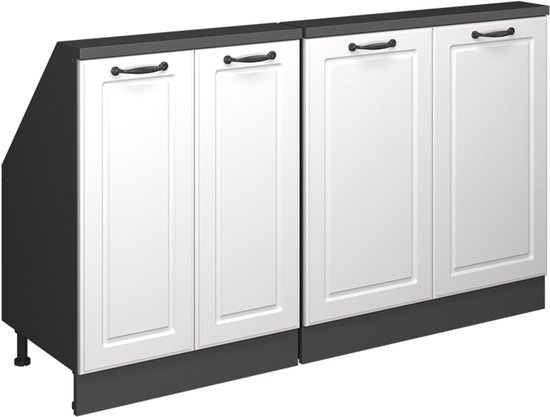 Kast voor schuine wand Rion Wit landhuis/wit met 2 laden Vicco | Wit
