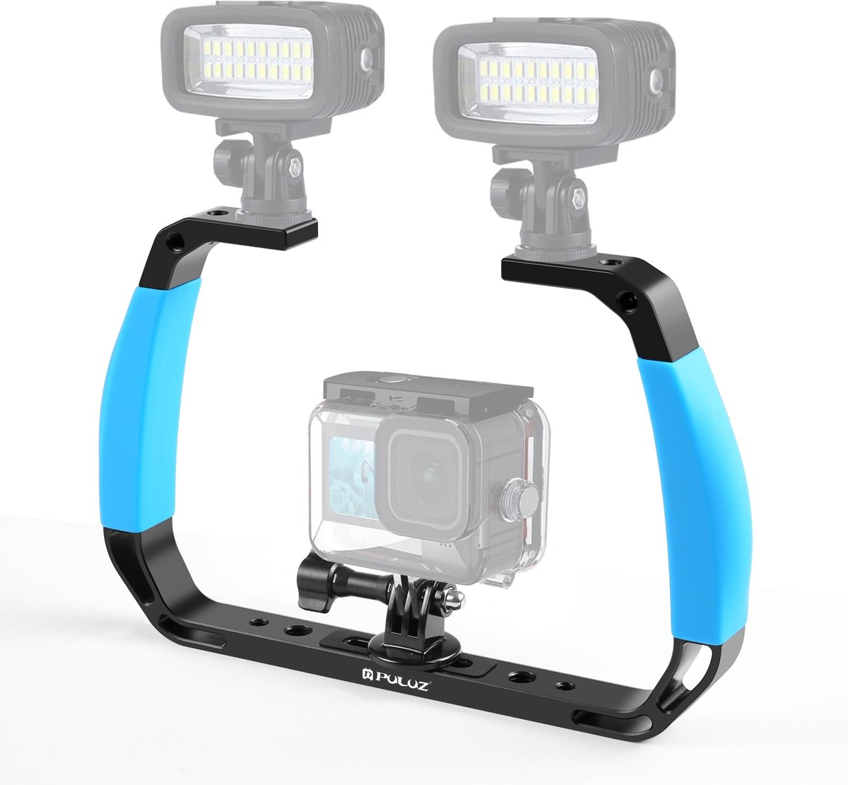 PULUZ Dual Silicone Handvatten Aluminiumlegering Onderwater Duikuitrusting voor GoPro, DJI OSMO Action, Insta360 en andere Action Camera's