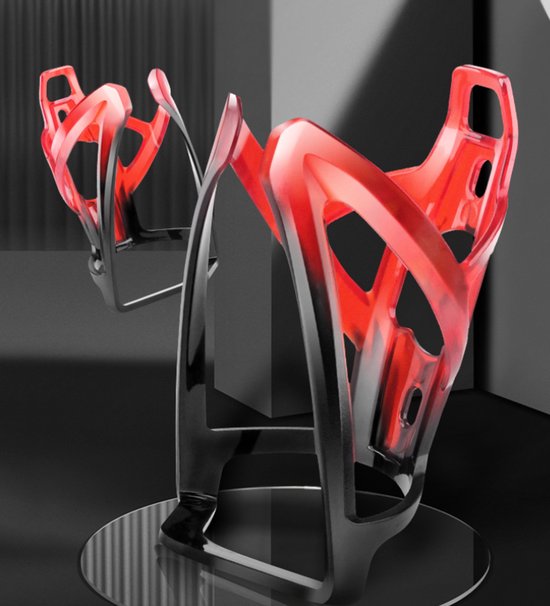 2 Fiets Waterfleshouders - Universele Fietsfleshouder - Ultralichte Fleshouder - Ponsvrij - Inclusief 2 Bevestigingen - Geschikt voor Mountain Racefietsen - Kleurverloop Zwart en Rood — afbeelding 5