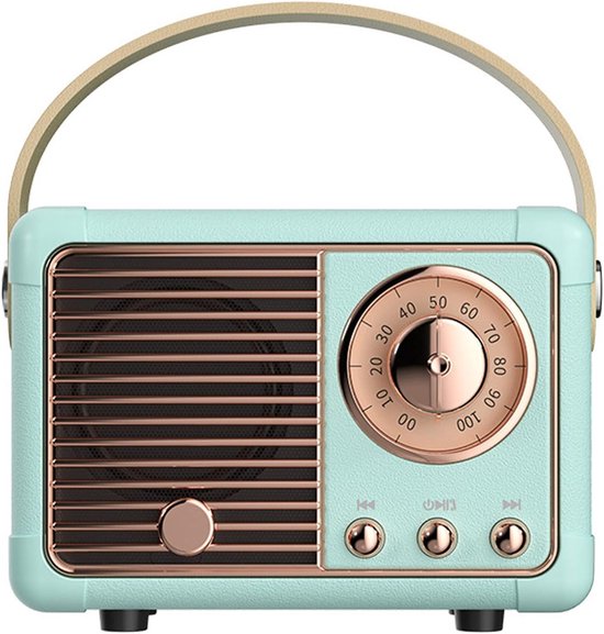Retro bluetooth luidspreker - vintage luidspreker met klassieke antieke stijl - luid volume - draadloze Bluetooth 5.0-verbinding - bluetooth luidsprekers boxen - blauw