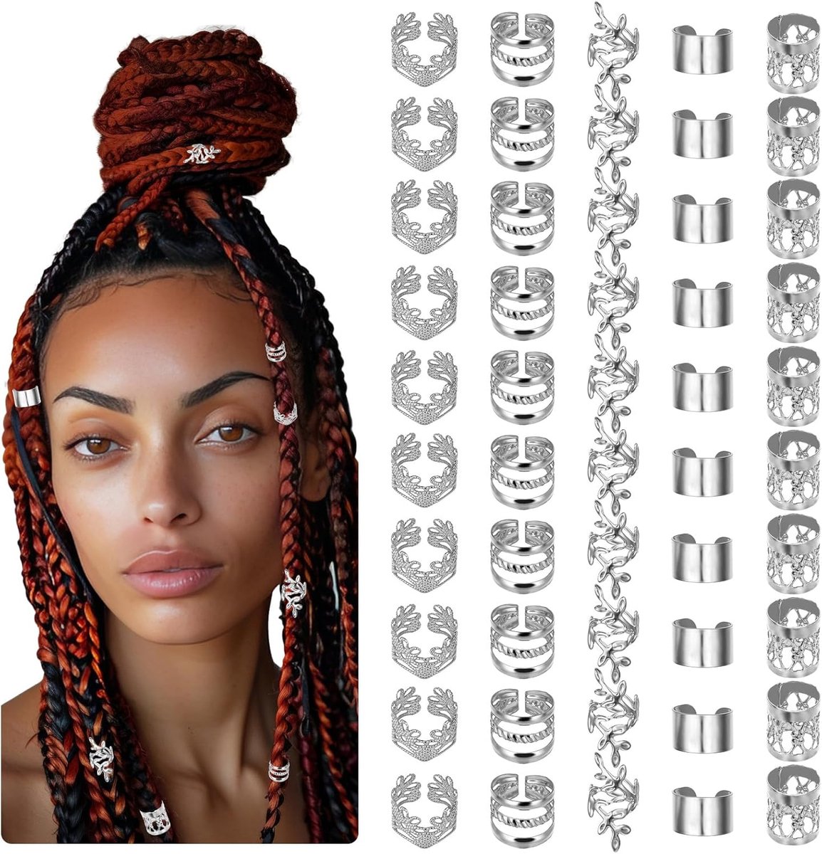 50pcs Dreadlocks Haar Sieraden - Verstelbare Metalen Kralen voor Festival - Dreadlock Accessoires