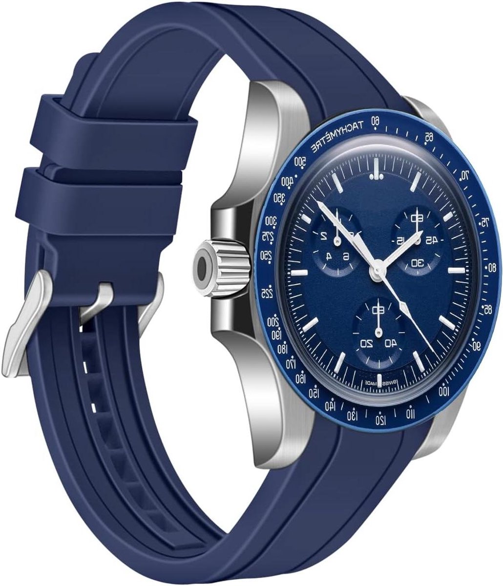 Allecto Premium - Siliconen armband met gebogen uiteinden voor Moonswatch - Universeel zacht rubber - Sportieve reservehorlogeband - Verschillende kleuren - Mannen en vrouwen - 22mm breedte