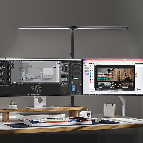 Rosnek Bureaulamp - 24W Bureaulamp LED Dimbaar met Dubbele Kop - Flexibele zwanenhalslamp Bureaulamp met Klem - 5 Dimniveaus & 5 Kleurtemperaturen Bureaulamp met afstandsbediening (3200-6500K) - Hoge Tafellamp voor Thuis, Kantoor, Lezen en Studeren van Rosnek — afbeelding 5