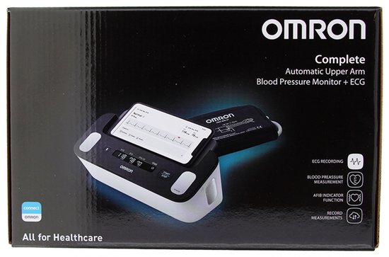OMRON COMPLETE – Smart Bloeddrukmeter Bovenarm – Aanbevolen door Hartstichting - ECG Monitor - Klinisch Gevalideerd - met Mobiele App – XL Scherm Display - 22 tot 42 cm Manchet – 5 jaar Garantie – Bloeddrukmeter, Hartslagmeter, ECG-meter in één
