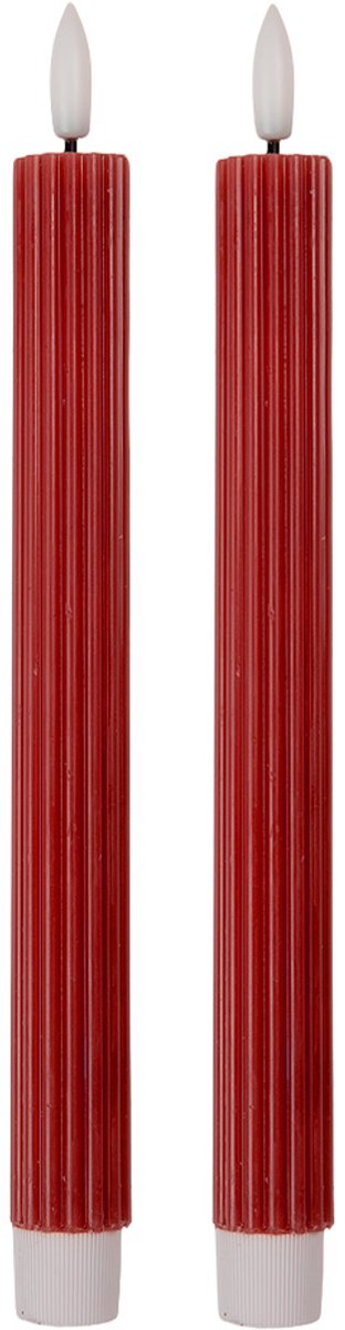 Clayre & Eef LED Dinerkaarsen set van 2 Ø 2x25 cm Rood Wax
